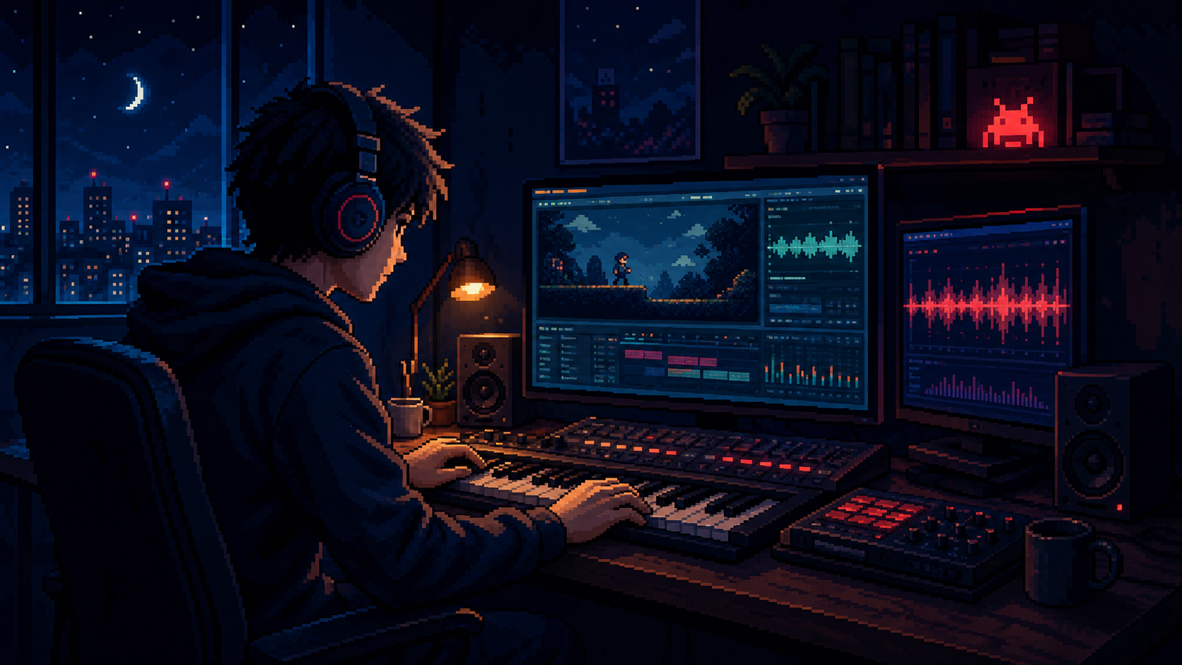 楽曲制作してるイラスト